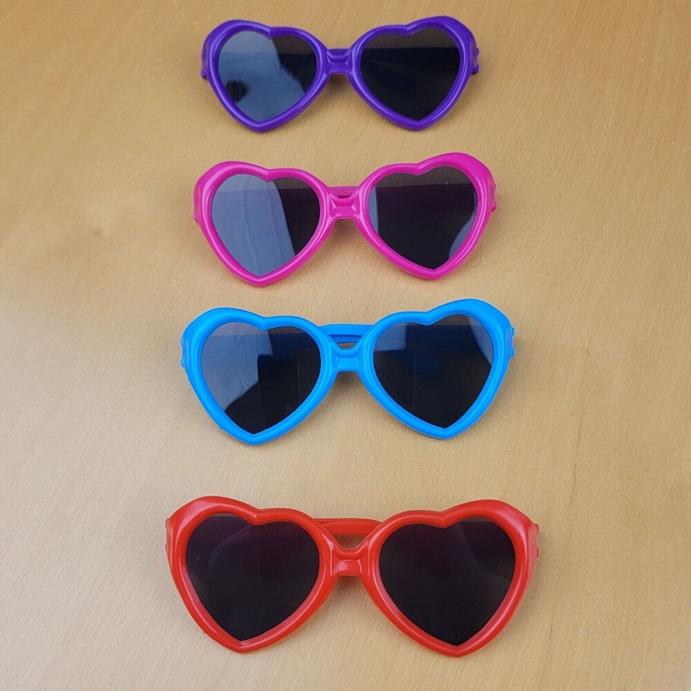 Infant Toddler Heart Shaped Sunglasses Lot of 4 Colors Red Blue Pink Purple